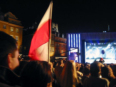 Polish flag waving